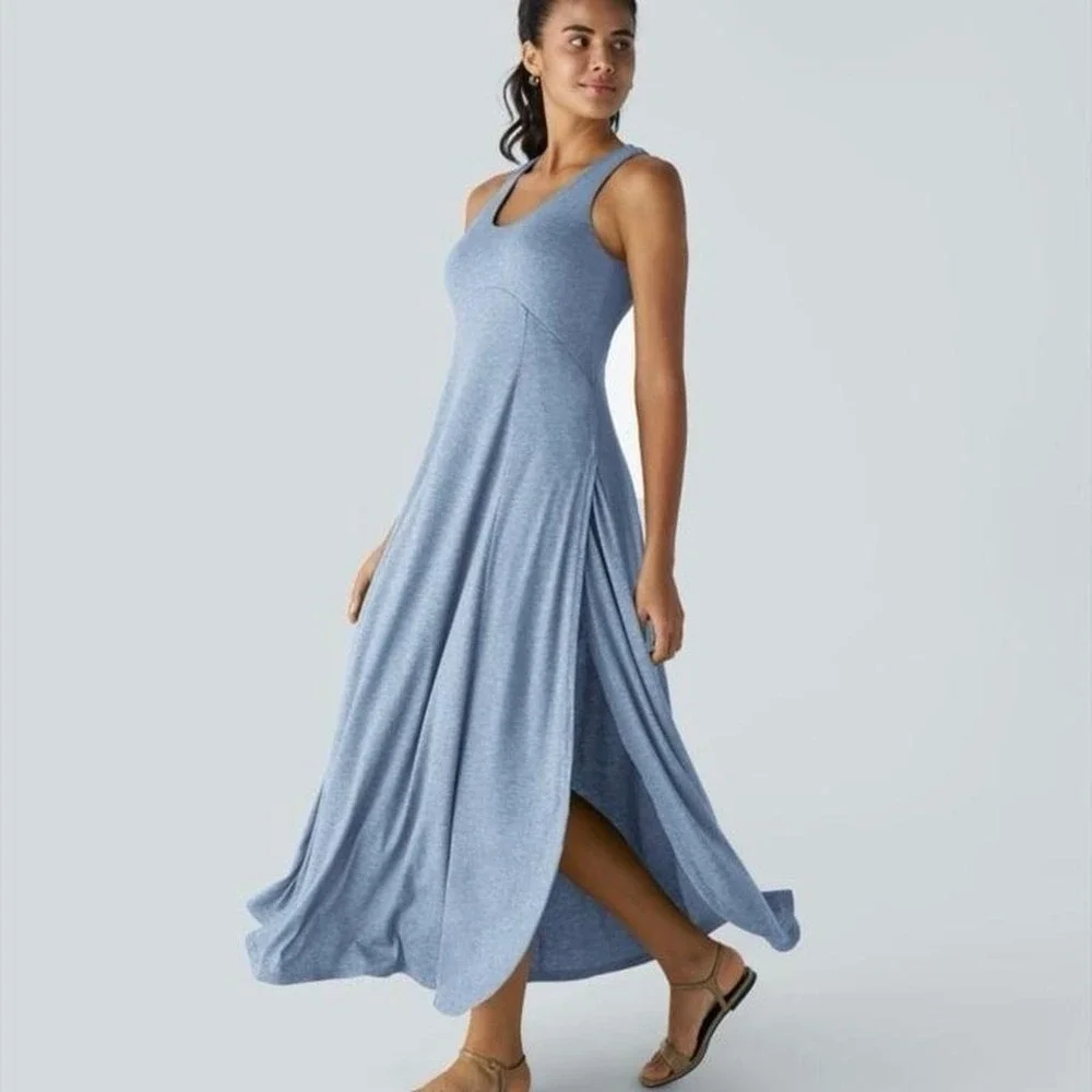 Halara U Neck Flowy Maxi Casual Tank Dress Large - Picture 1 of 7